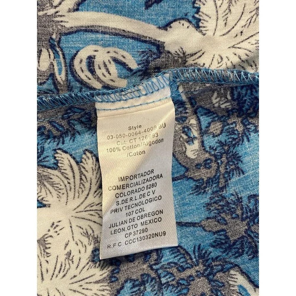 Roper Women's Blue Palm Tree Horseshoes rodeo ready Pearl Snap Western Shirt M - Picture 7 of 10